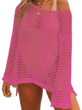 Women's Red Crochet For Sexy Hollow Out Up Knit Summer Outfits Swim Cover